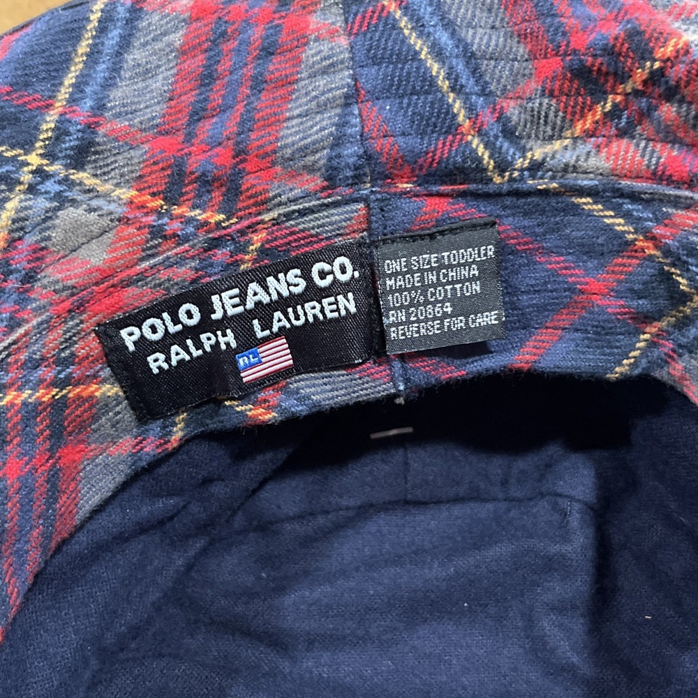 Vtg Polo Ralph Lauren Navy Blue & Heritage Tartan Plaid Toddler Bucket Hat NWTs - Picture 7 of 11
